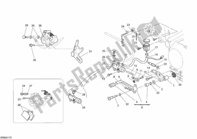 Todas as partes de Sistema De Freio Traseiro do Ducati Sport ST3 S ABS 1000 2007